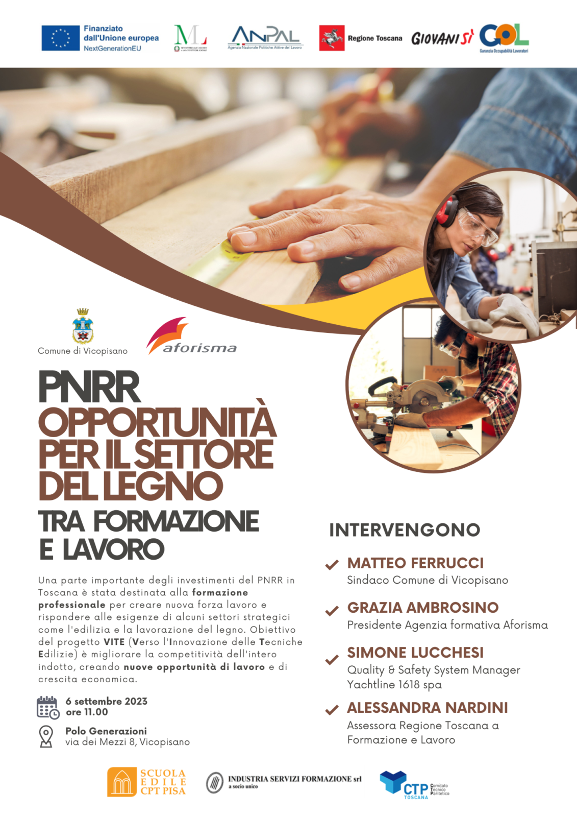 Opportunità Legno 6 settembre ore 11 Polo Generazioni Vicopisano